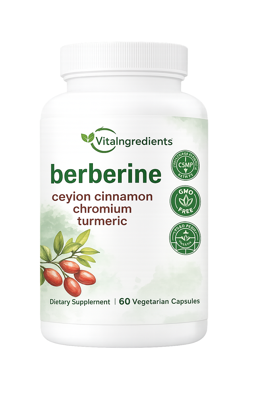 Berberine with Ceylon Cinnamon, Chromium, & Turmeric, 60 Vegetarian Capsules